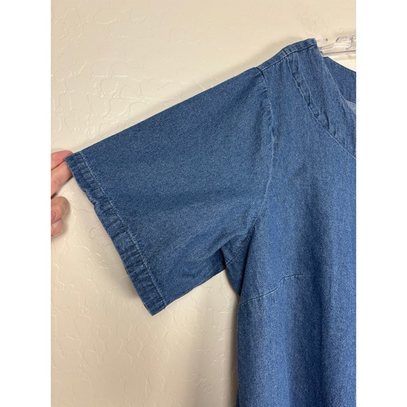 Vermont Country Store Denim Dress 2X Floral Cottagecore Granny Bloomcore 1997 - Picture 5 of 8